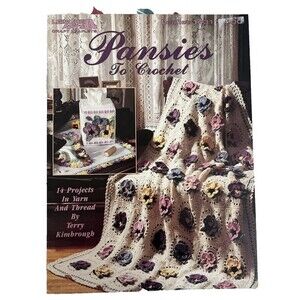 Vintage 1992 Leisure Arts Pattern 1431 Leaflet Pansies to Crochet 14 Projects